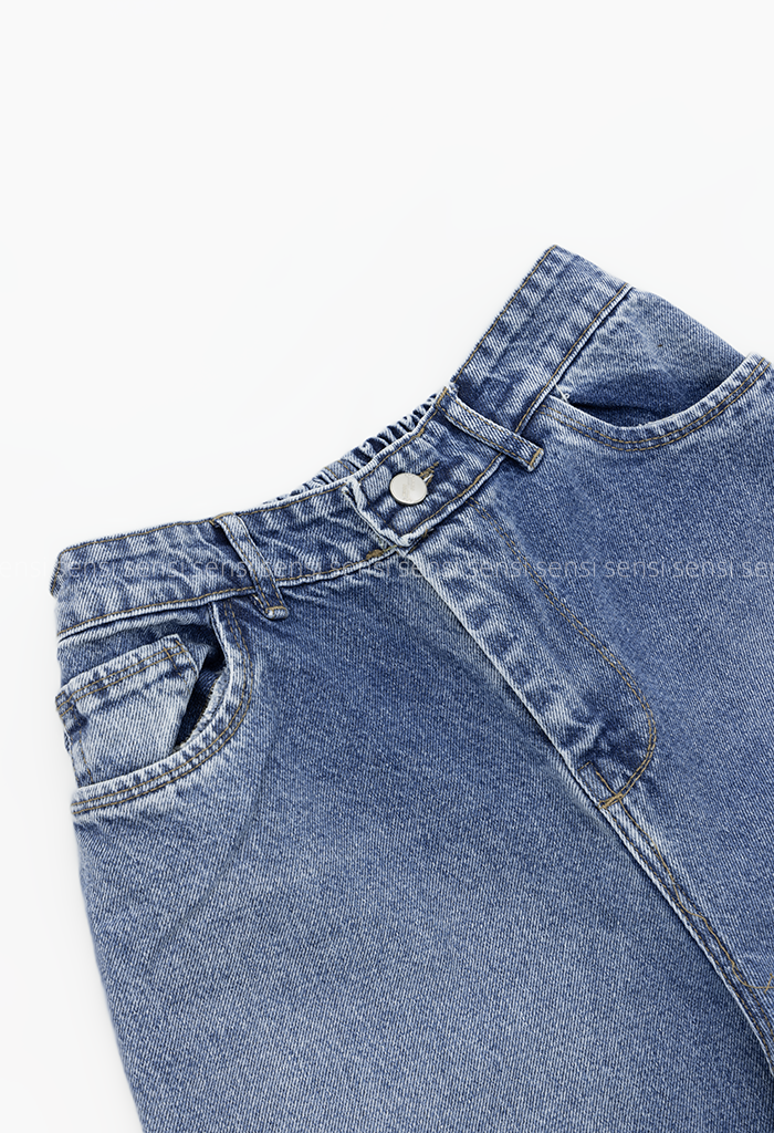 شلوار جین واید پشت کش کد1006077